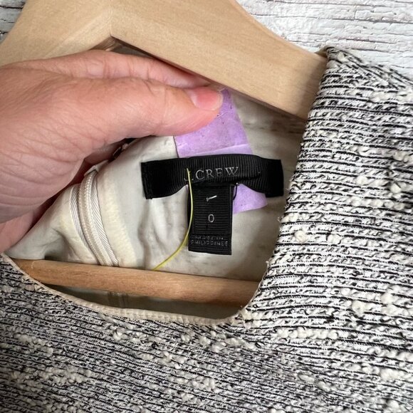 J. CREW Belted Dress Black  White Tweed gray size 0 - Picture 6 of 9